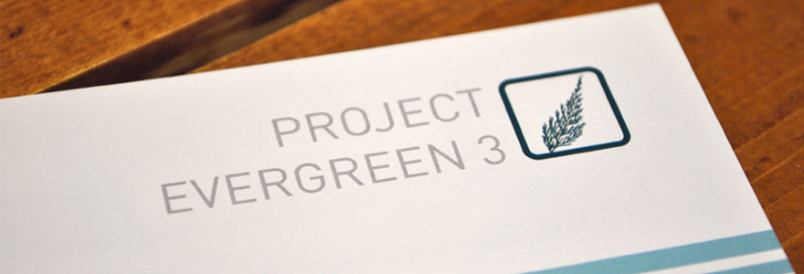 Evergreen 3 logo on the front of a Chiltern newsletter