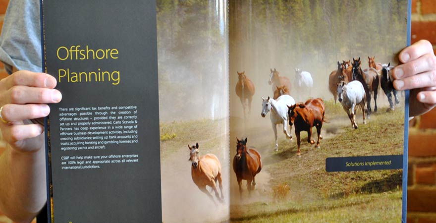 A spread from the Carlo Scevola and Partners brochure designed by Solid Block