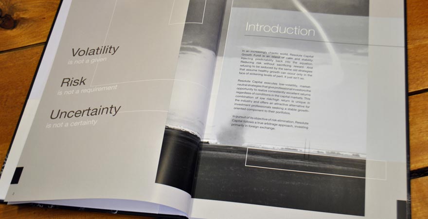 A spread from the Resolute Capital Growth Fund brochure