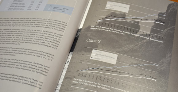 A spread from the Resolute Capital Growth Fund brochure designed by Solid Block