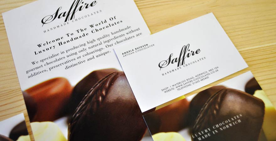 Saffire business card and flyer